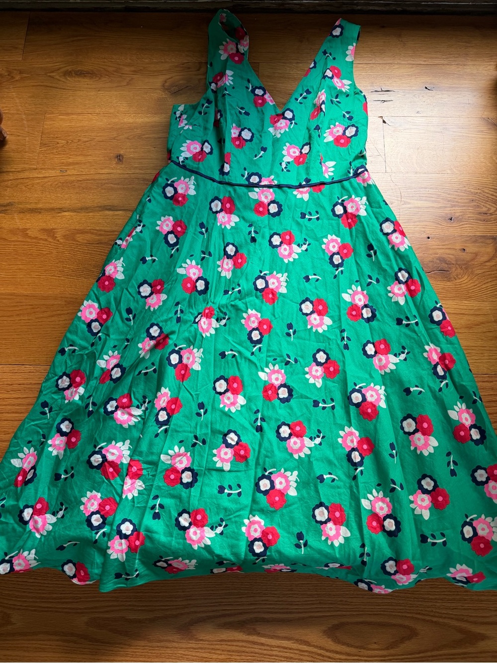 Beautiful BODEN green lined floral dress w pockets 10P